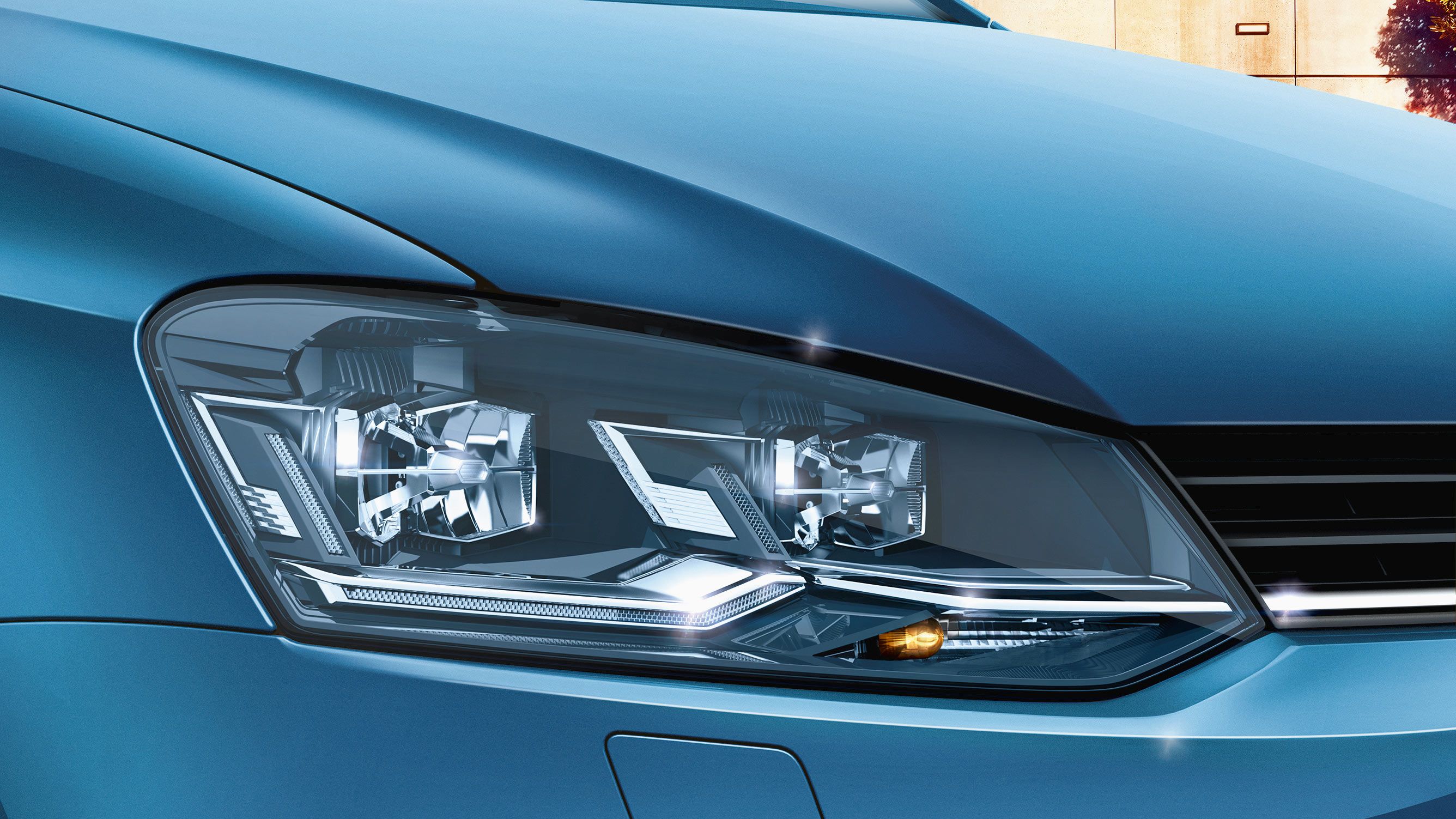 vw polo blau scheinwerfer licht