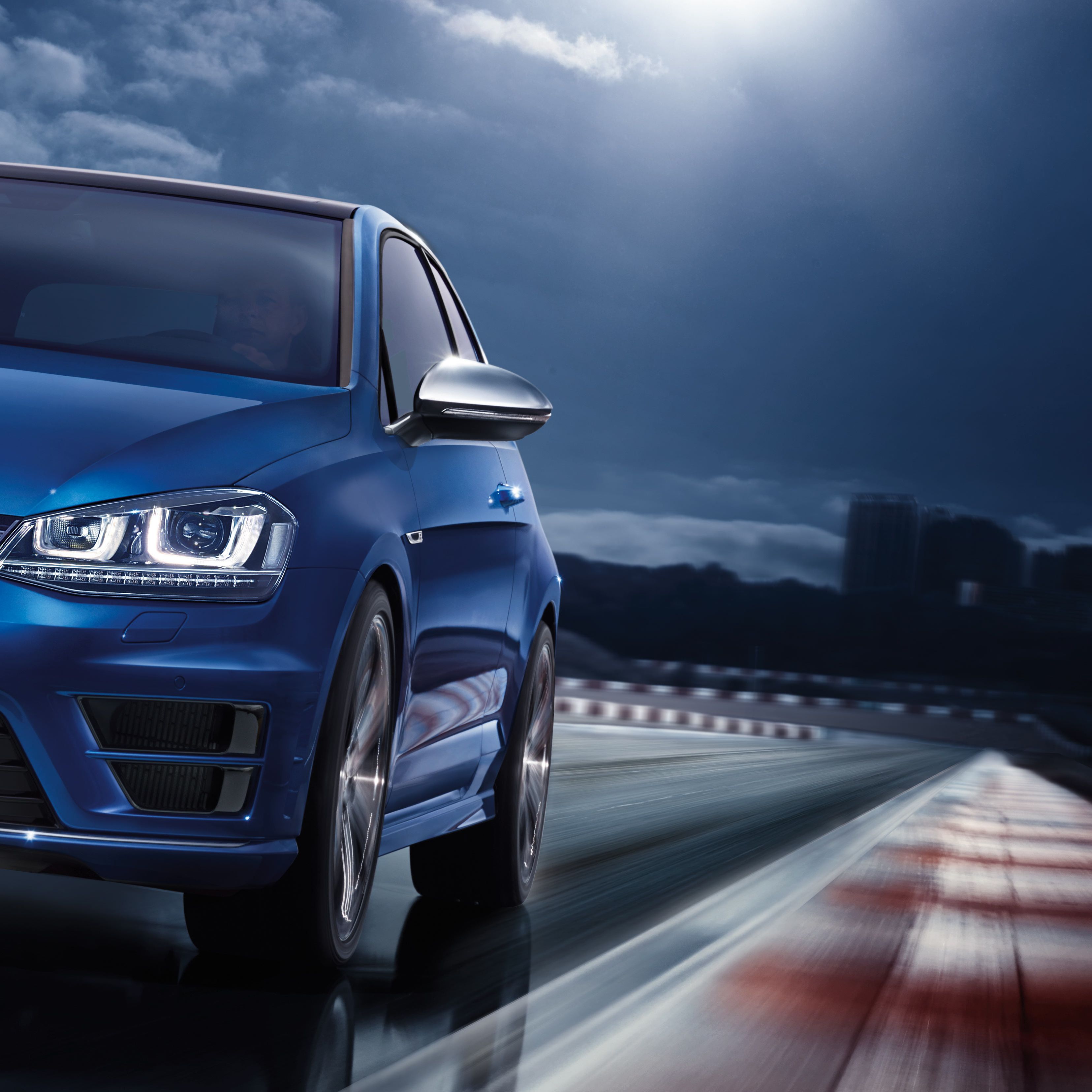 vw volkswagen golf r blau frontansicht