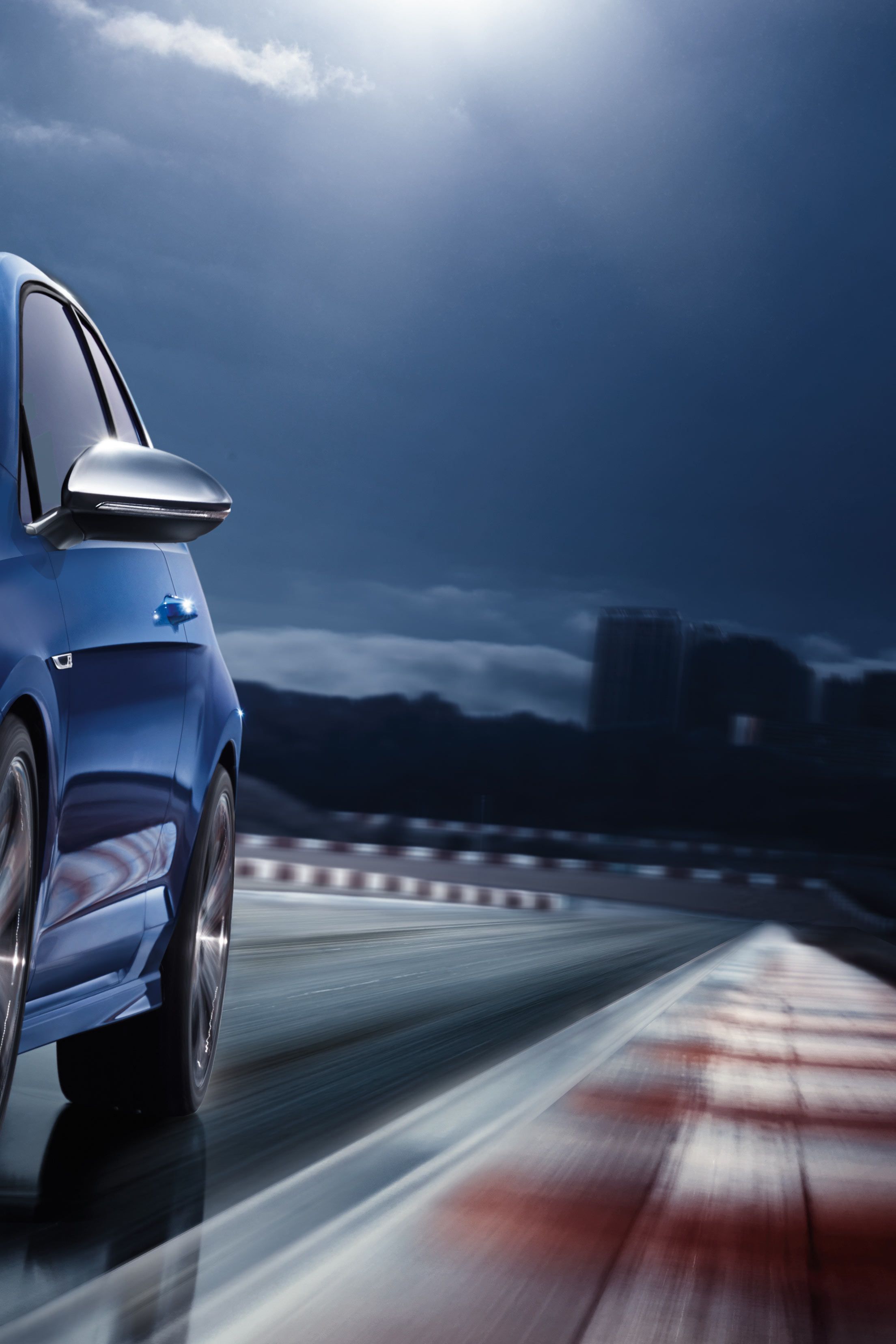 vw volkswagen golf r blau frontansicht