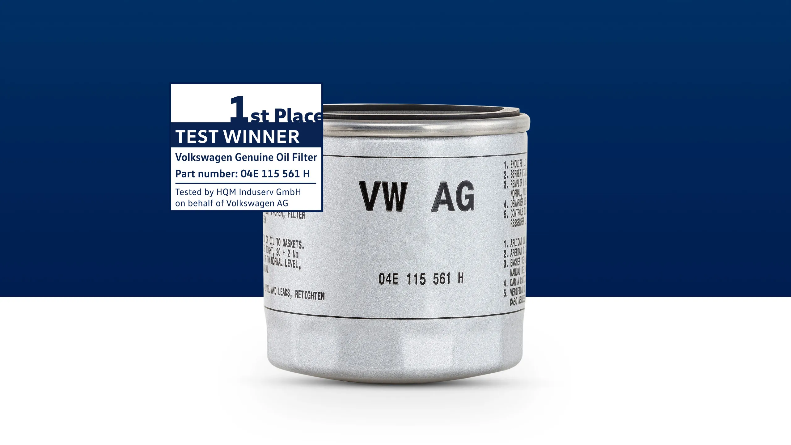 Volkswagen Malaysia oil filter blue and white background.